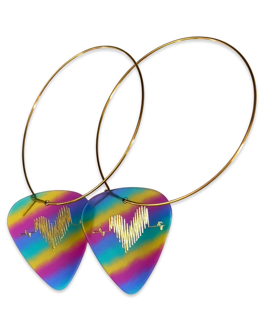 Groupie Love Rainbow Single Guitar Pick Earrings