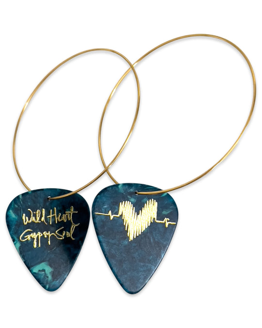 Wild Heart Gypsy Soul Turquoise Single Guitar Pick Earrings