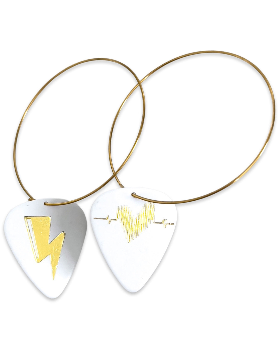 Electric Love White Gold Single Guitar Pick Earrings