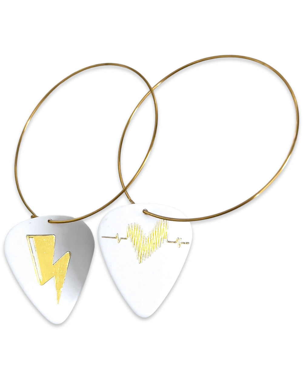 WS Electric Love White Gold Reversible Single Guitar Pick Earrings