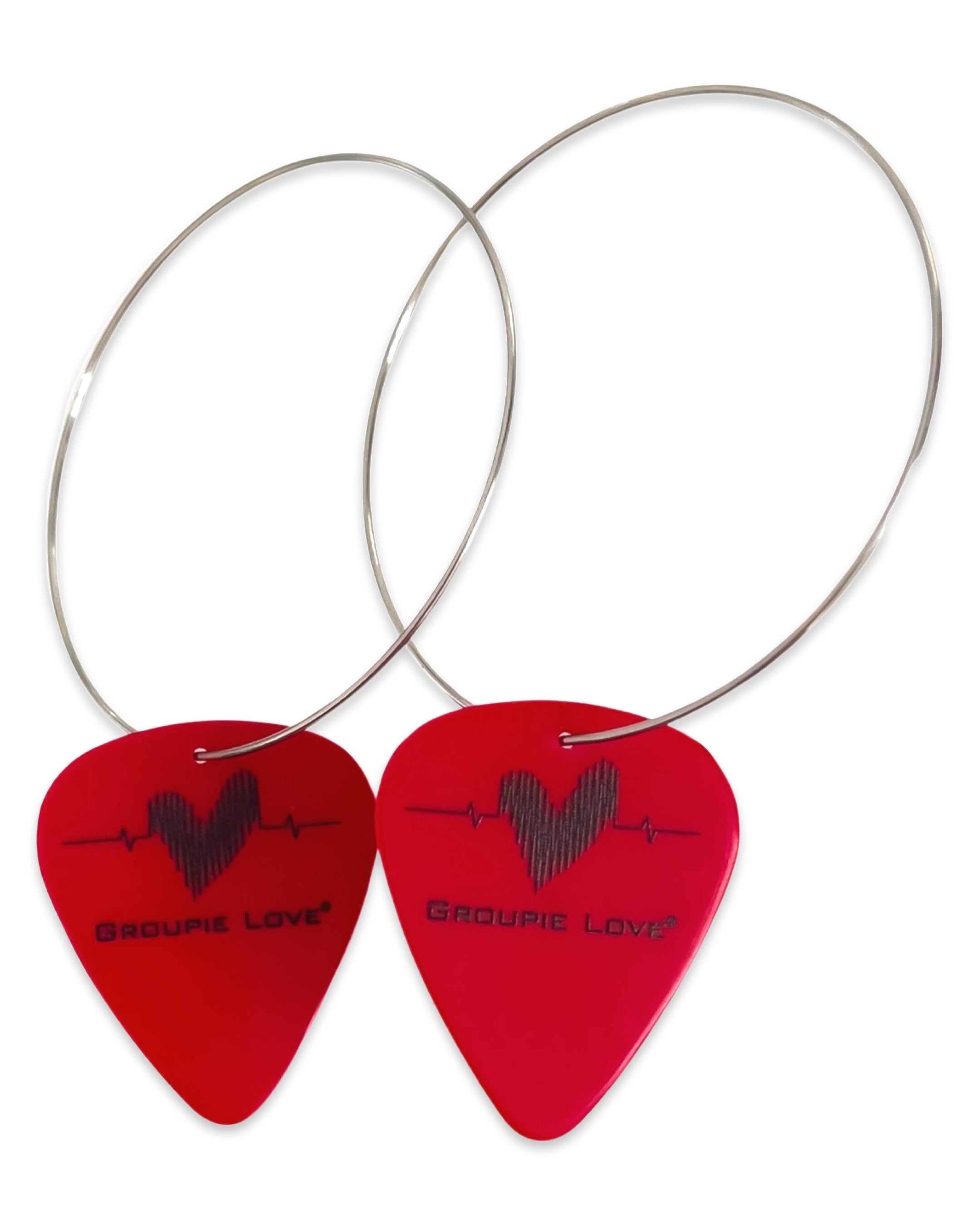 WS Groupie Love Red Single Guitar Pick Earrings